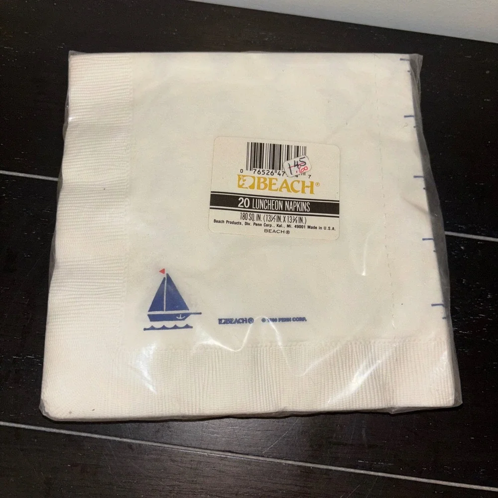 Vintage Beach | 20 Luncheon Napkins | Sailboat Theme Paper Napkins | New Sealed‎